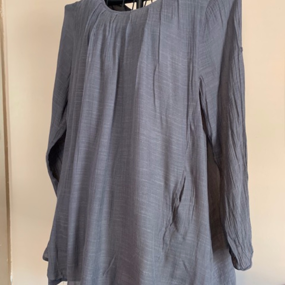 Grey Pleated Crinkle Tunic